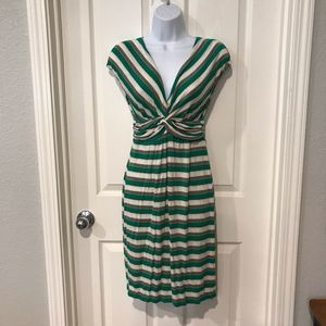 Studio M Striped Knit dress Green Gray White Sz S